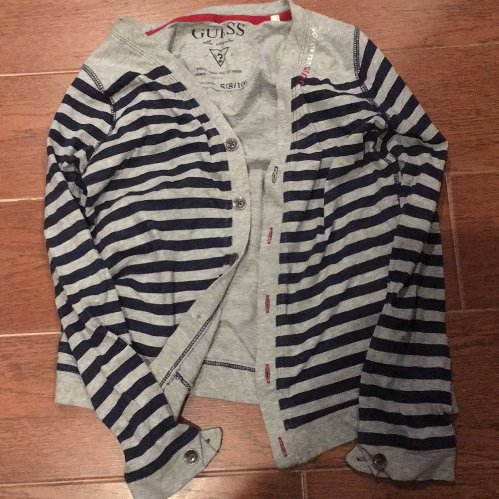 Guess blue and grey striped button down